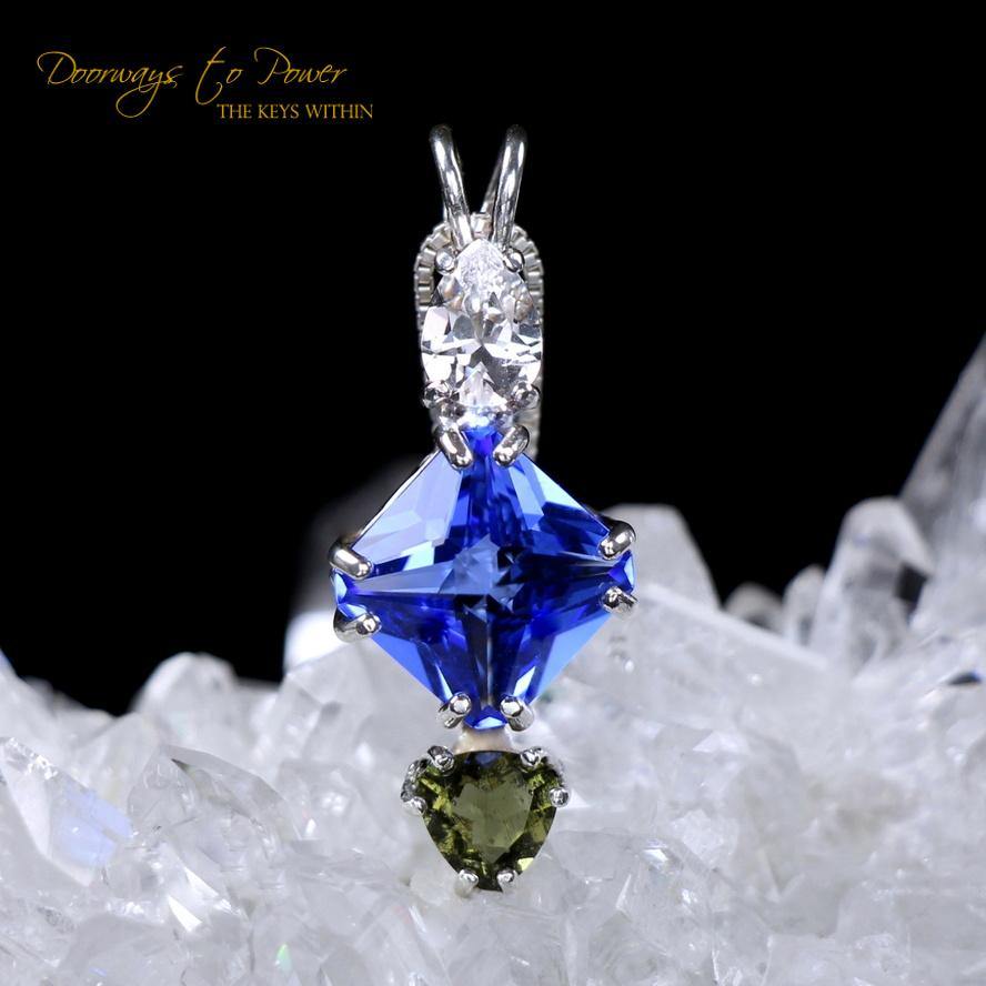 Danburite Moldavite Siberian Blue Quartz Magician Pendant