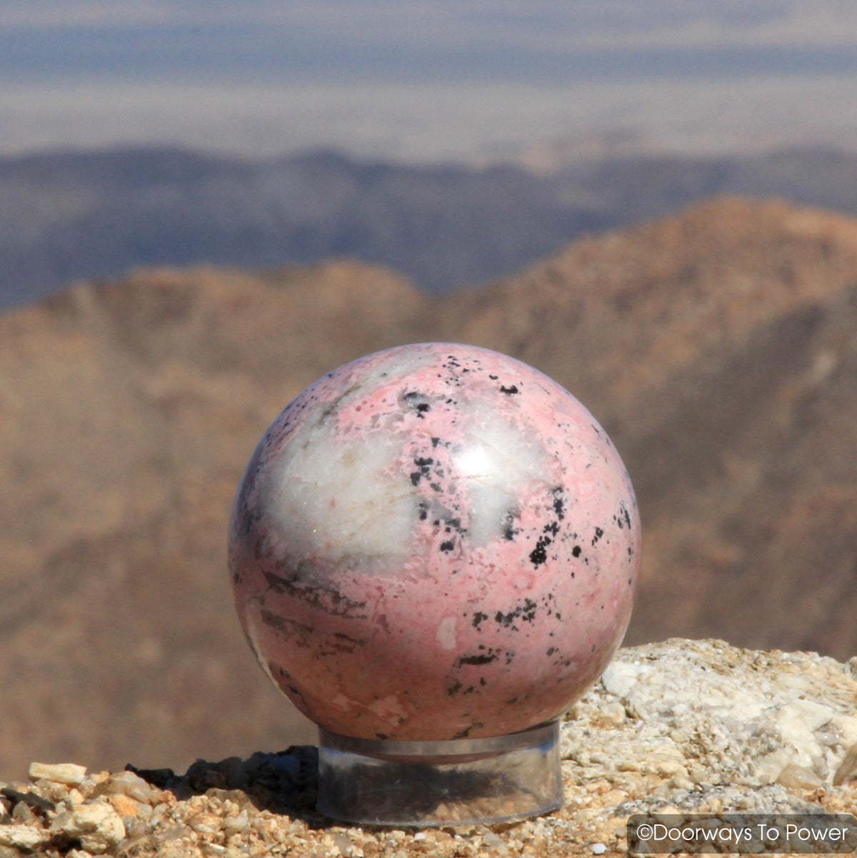 3" Rhodochrosite Quartz & Pyrite Crystal Gemstone Sphere
