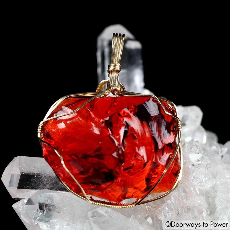 Lemurian Sunrise Andara 14k Gold Pendant 'Galactic Dawn' Temet Nosce