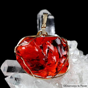 Lemurian Sunrise Andara 14k Gold Pendant 'Galactic Dawn' Temet Nosce