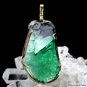 Thoth the Atlantean Emerald Green Andara Crystal Pendant 14k