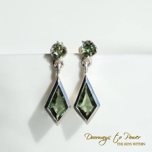 Moldavite Crystal Drop Earrings