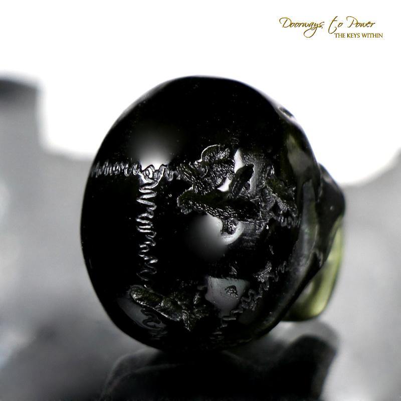 Moldavite Skull Crystal Carving