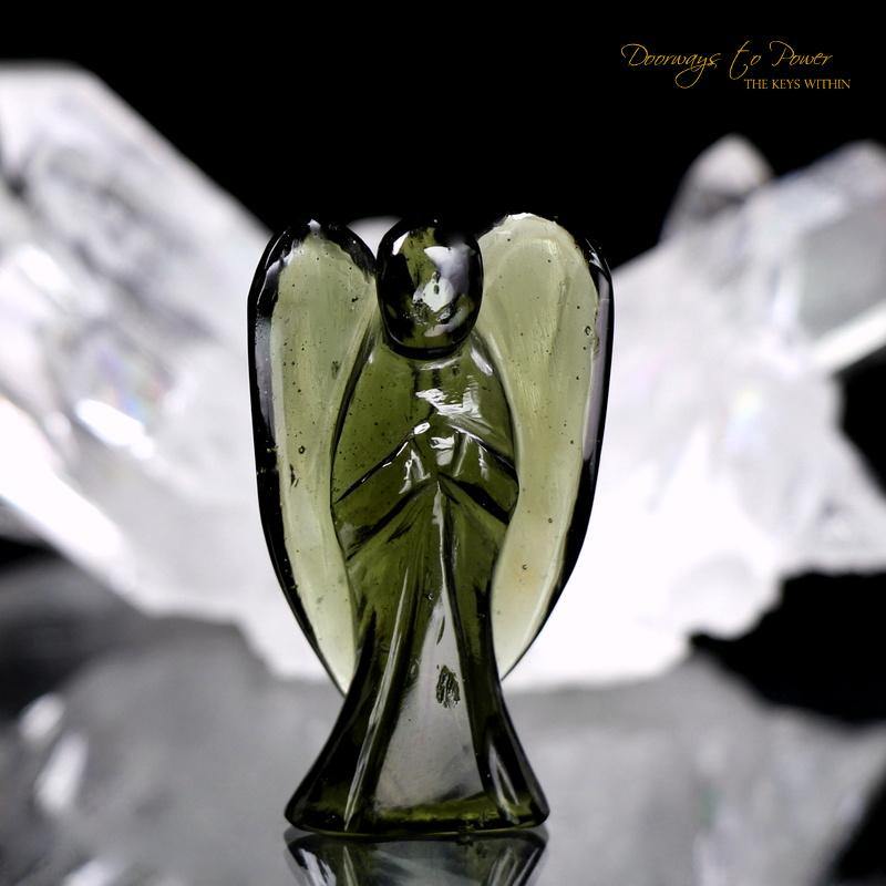Moldavite Stone Angel Hand Carved Talisman