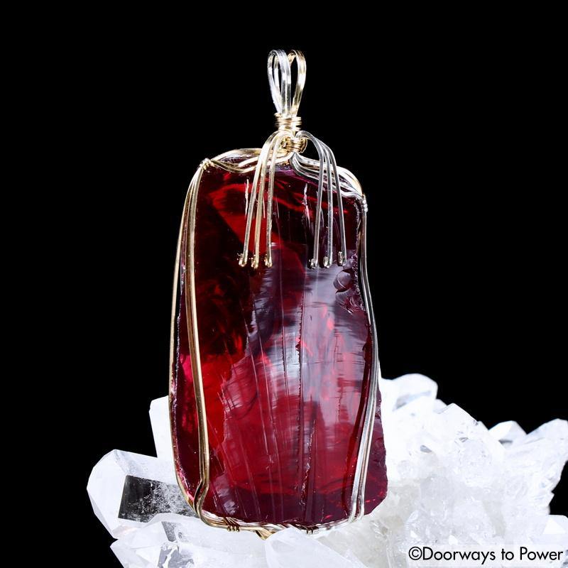 Raspberry Forte Veritas Andara 14k Gold Pendant 'Go Further'