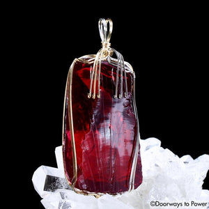 Raspberry Forte Veritas Andara 14k Gold Pendant 'Go Further'