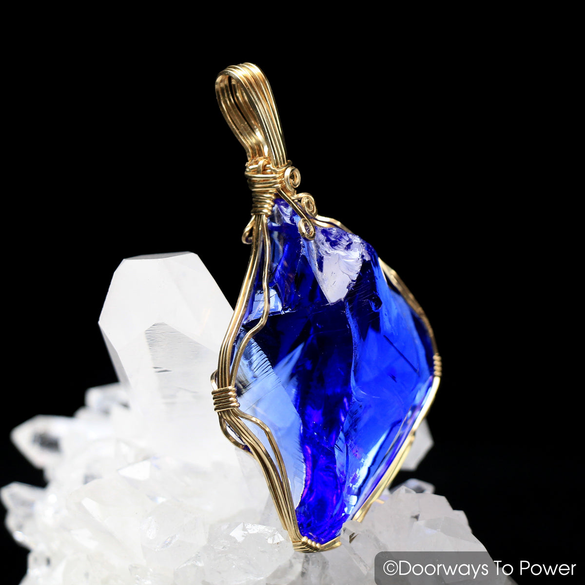 Tanzanite Fire Andara Crystal Pendant 14k Gold 
