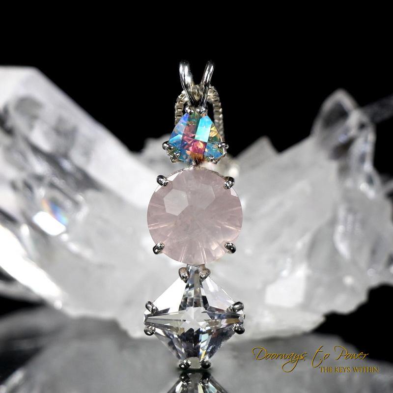 Mystic Topaz Rose Quartz Danburite Super Nova Pendant 'Emerging '