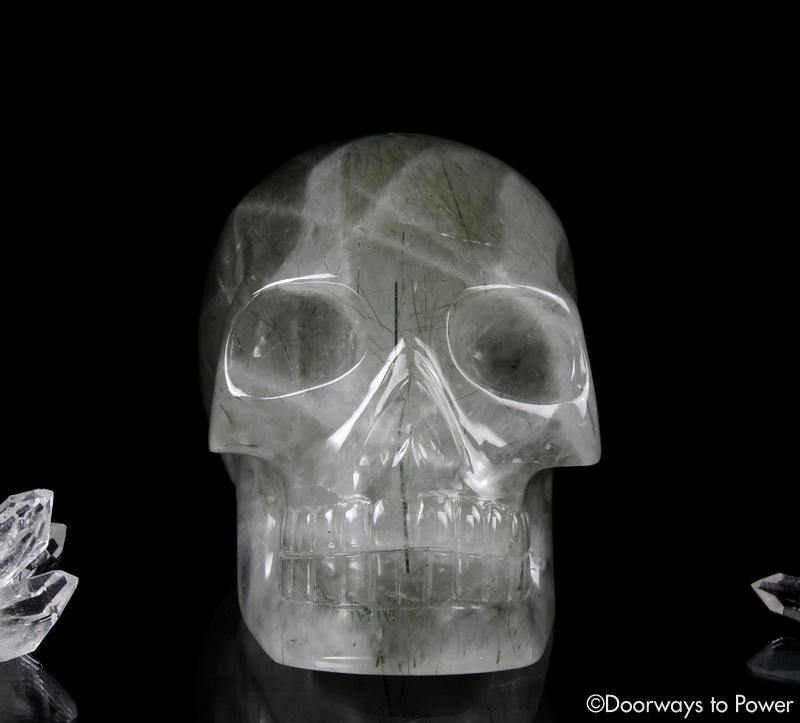 Rutilated Quartz Epidote Crystal Skull 'Epidosis'