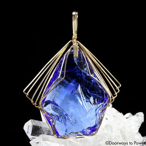 Majestic Elestial Starlight Sapphire Andara Crystal Pendant 14k Gold \ OverSoul \ 6D