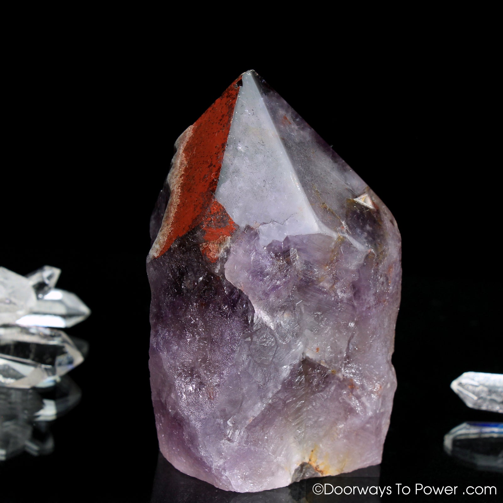 Auralite 23 Crystal Altar Stone Red Hematite Tip & Sunken Record keeper (RARE)