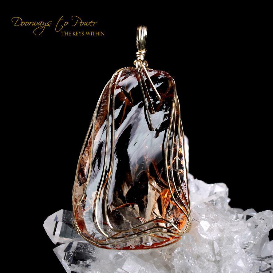 Celestial Heart Andara Crystal Pendant 14k 'Rainbow Body'