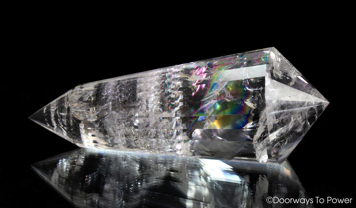 John of God Crystal 24 Sided Vogel Healing Quartz Wand 'Rainbow Warrior'  (RESERVED FOR NP)