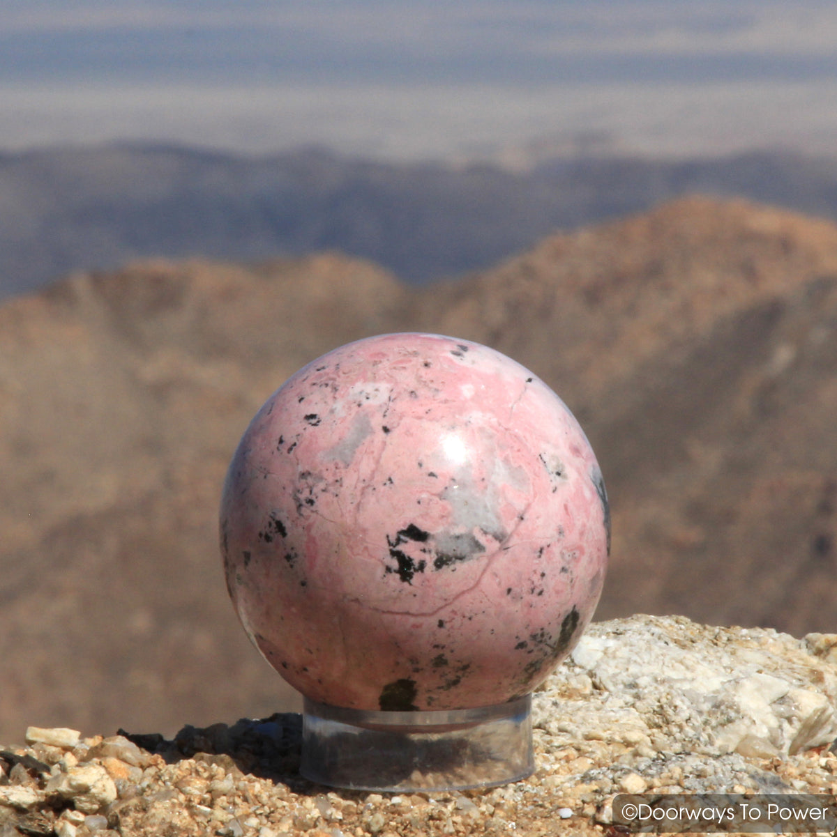 3" Rhodochrosite Quartz & Pyrite Crystal Gemstone Sphere