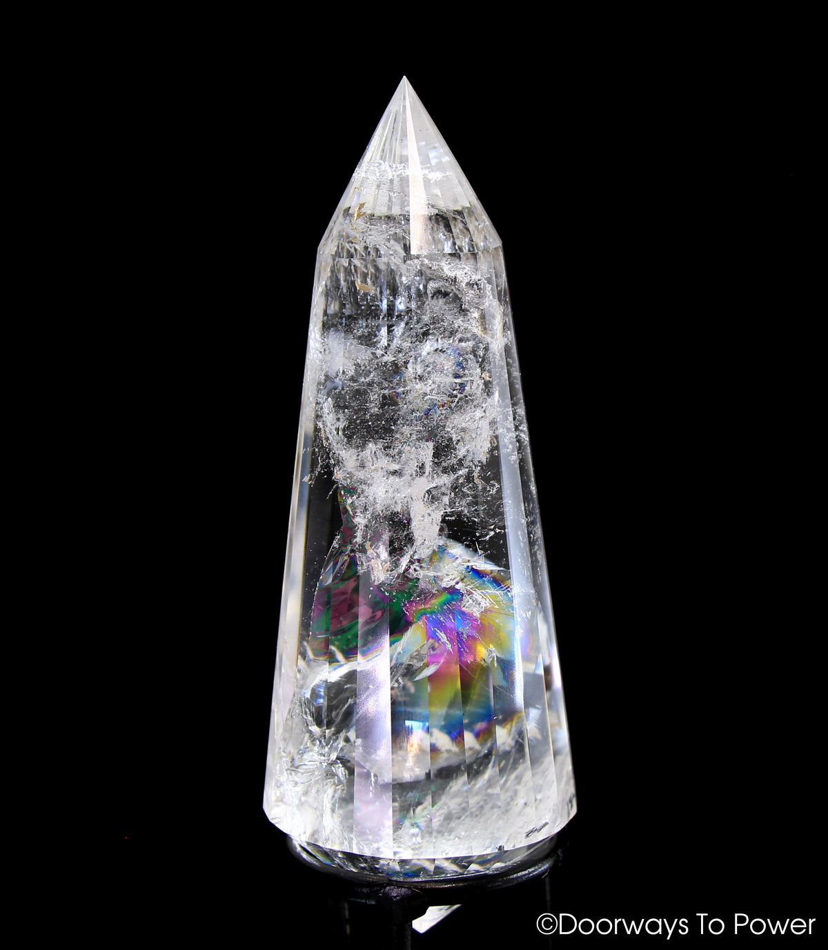 John of God Crystal 24 Sided Vogel Healing Quartz Wand 'Rainbow Warrior'  (RESERVED FOR NP)
