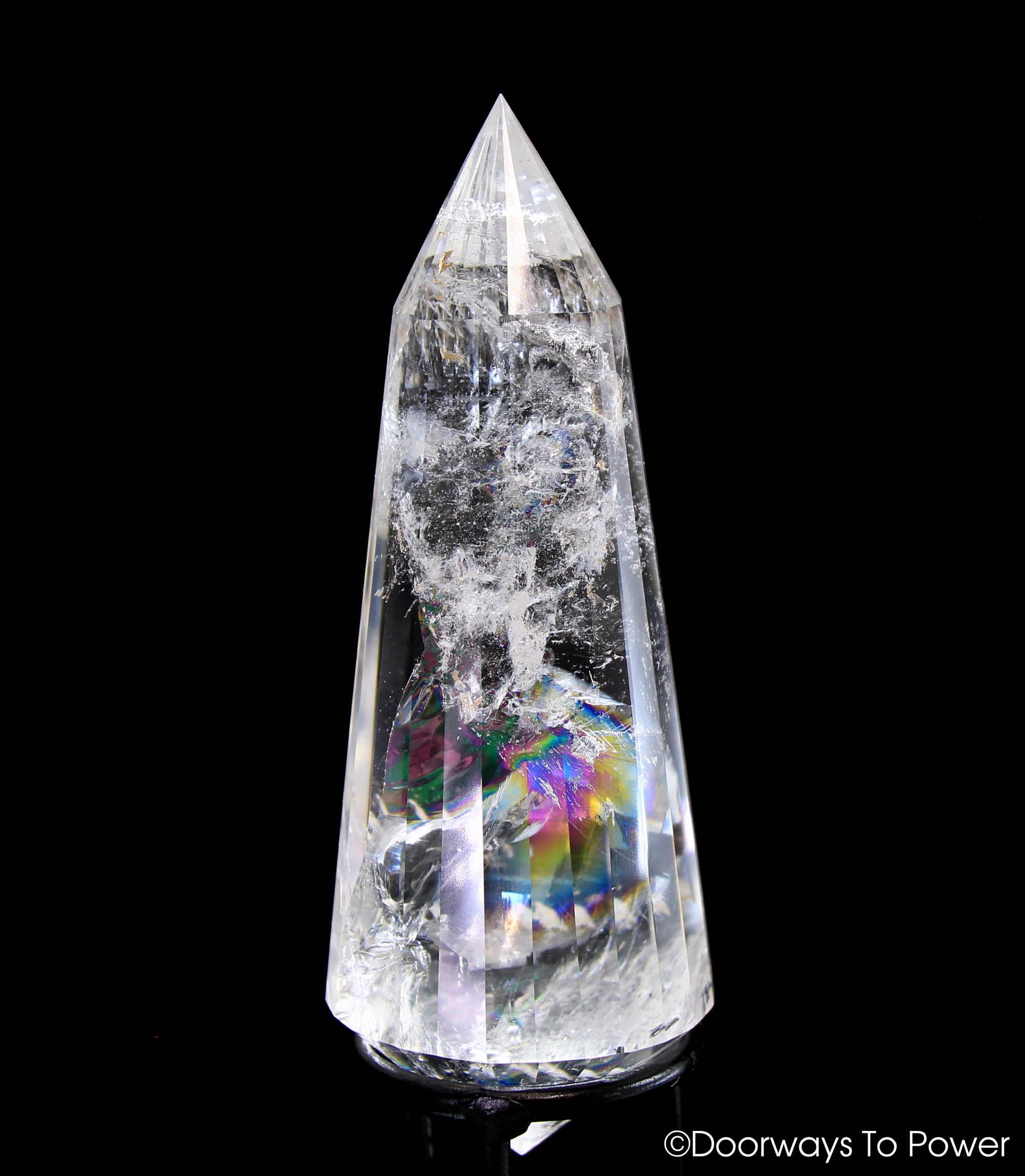 John of God Crystal 24 Sided Vogel Healing Quartz Wand 'Rainbow Warrior'  (RESERVED FOR NP)