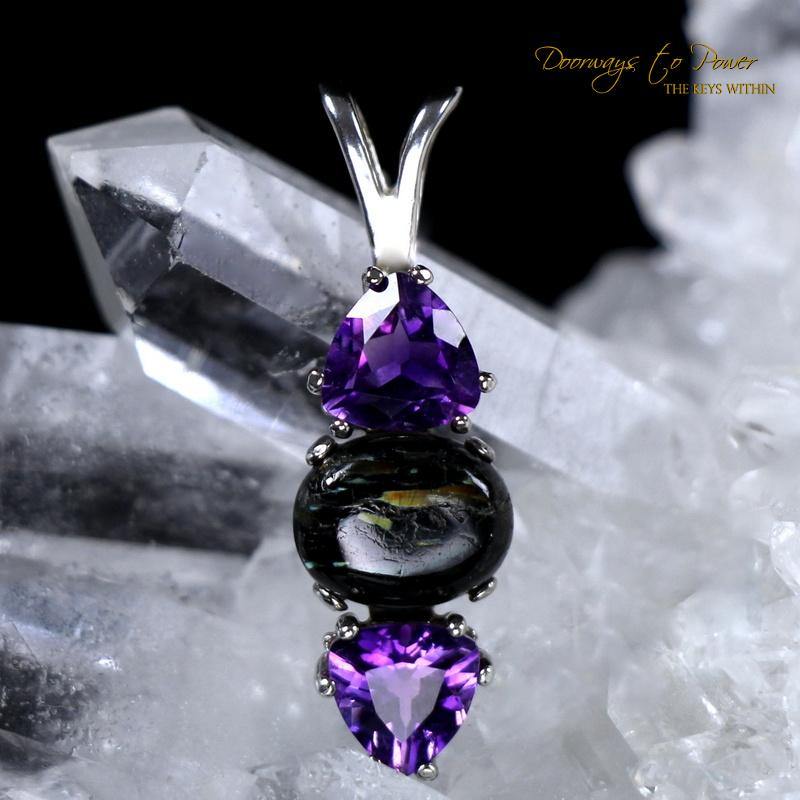 Nuummite Amethyst Crystal Pendant