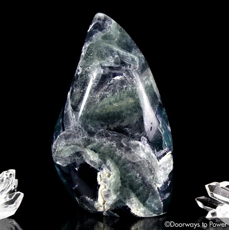 Green Purple Fluorite Crystal Altar Stone with Rainbows XL