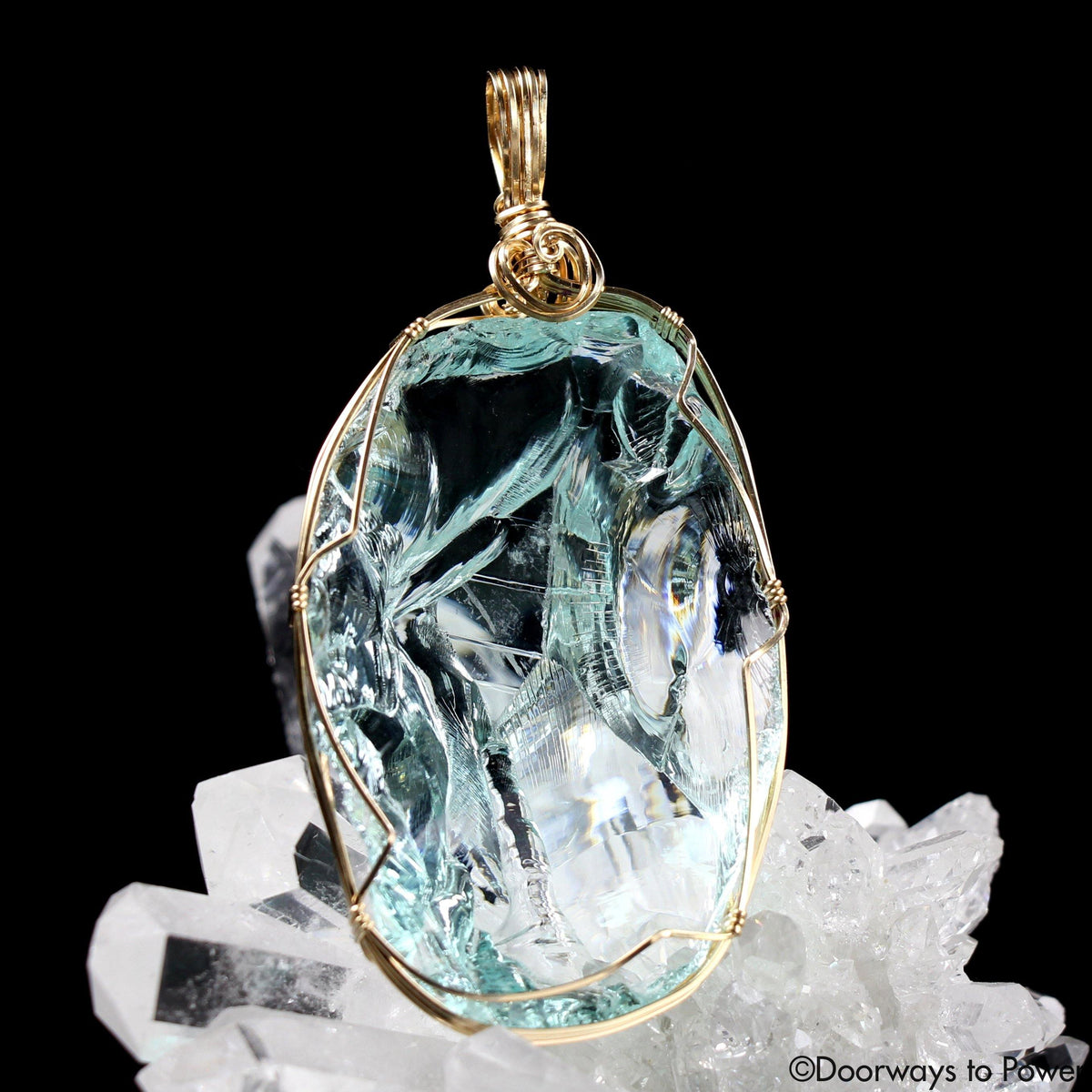 Aqua Serenity 'Atlantean Hologram' Andara Crystal Pendant 14k 
