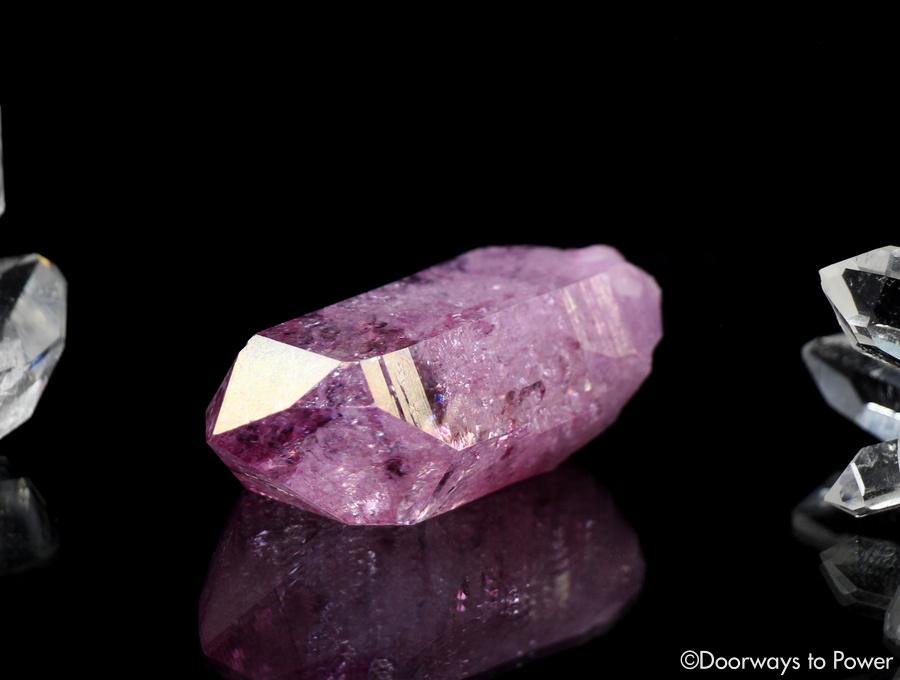 Rose Aura Lemurian Quartz Crystal with Rainbows