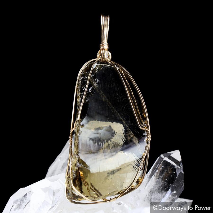 Celestial Gold Monatomic Andara Crystal Pendant 14k 'Grand Shift'