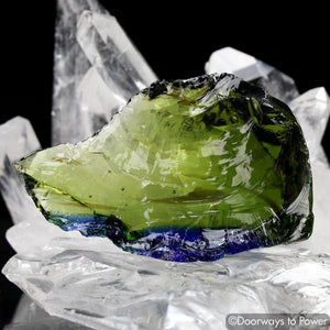 Rare Bi color Gem Terra Olive & Tanzanite Fire Andara Crystal
