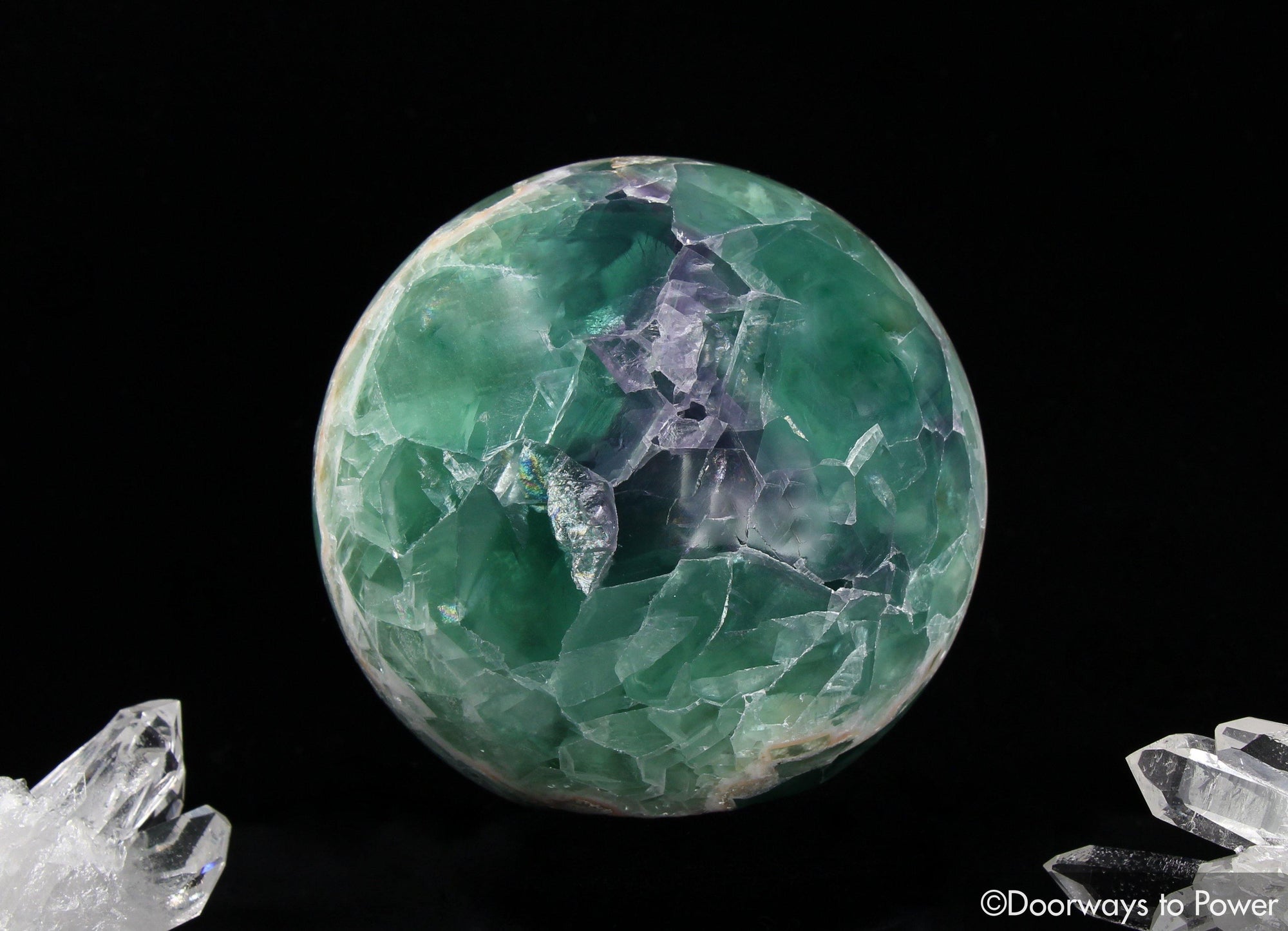 Green Purple Fluorite Crystal Sphere 