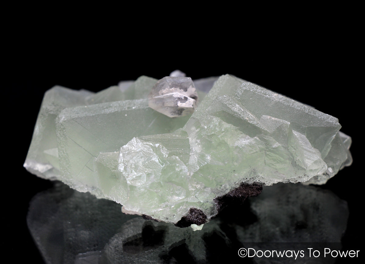 Green Fluorite with Twin Calcite Specimen A ++ Collectors Quality