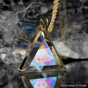 14k Gold Angel Aura Star of David Crystal Pendant 