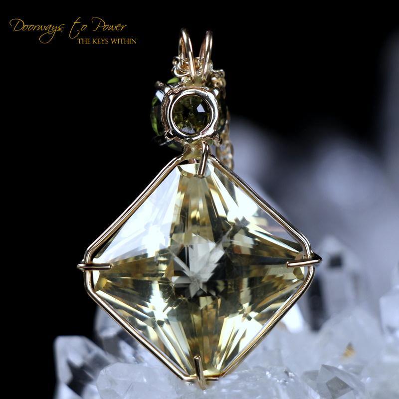 Golden Labradorite & Moldavite Magician Stone Pendant