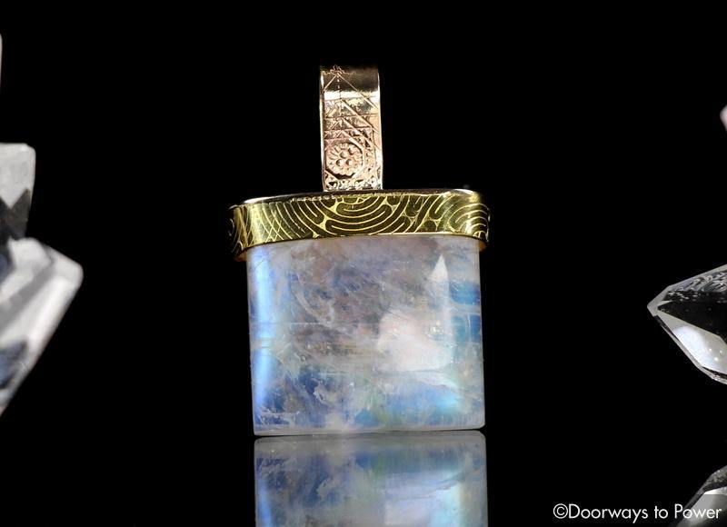 Rainbow Moonstone Pendant 14k Gold 'Mastery Series'