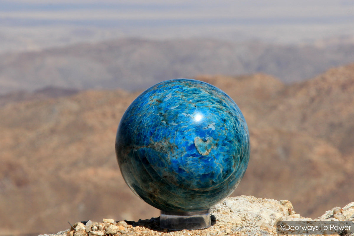 Blue Apatite Crystal Sphere
