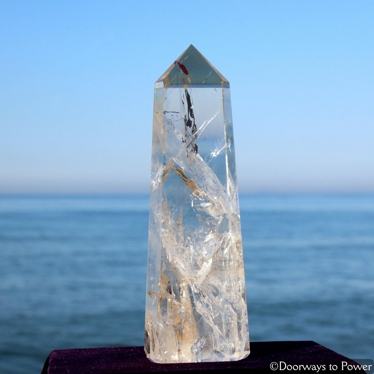 Exquisite Clear Quartz Manifest Spirit Isis Crystal Point w/ Rainbows