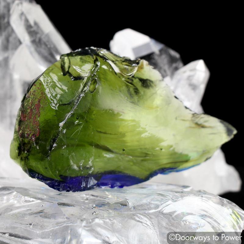 Rare Bi color Terra Olive & Tanzanite Fire Monatomic Andara Crystal