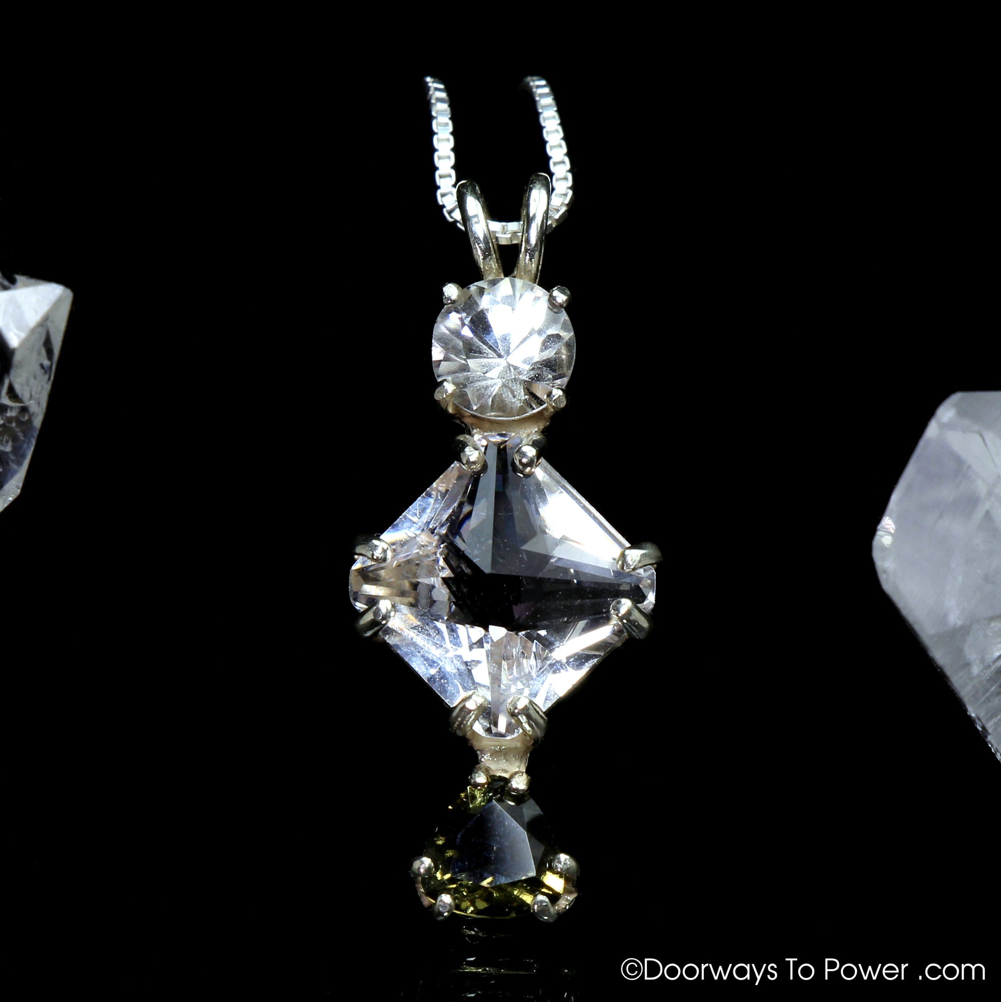 Phenacite Danburite Mini Magician Stone Pendant & Moldavite