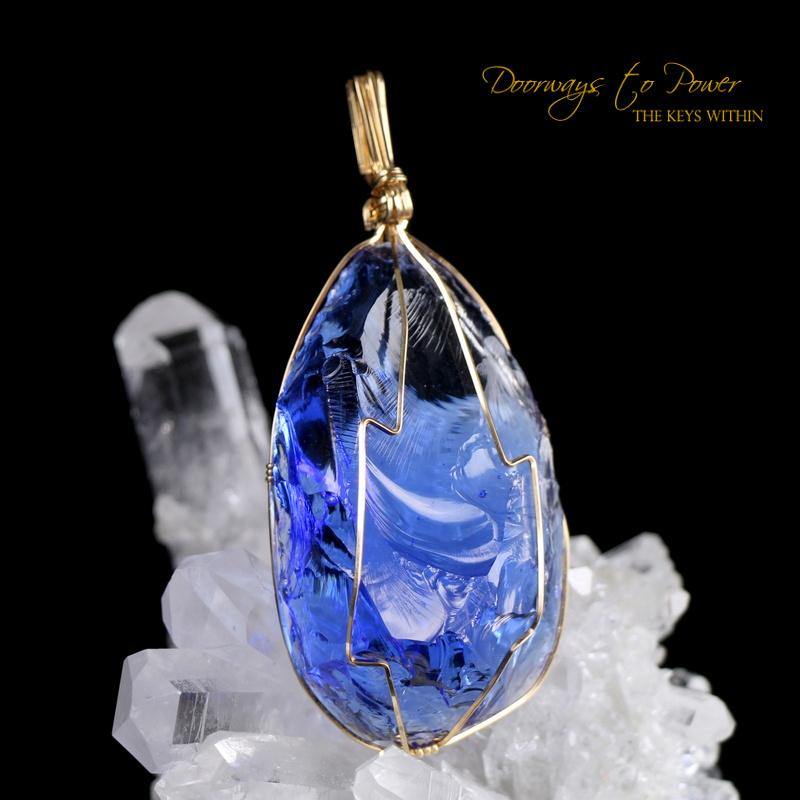 Elestial Starlight Sapphire Andara Pendant 14k Gold 