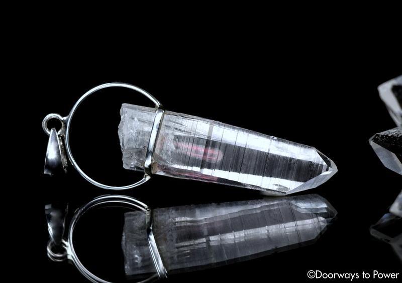 Lemurian Seed Pink Tourmaline Quartz Crystal Pendant