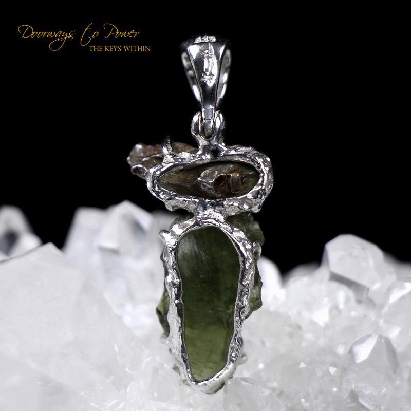 Meteorite & Moldavite Tektite Pendant 'Galactic'