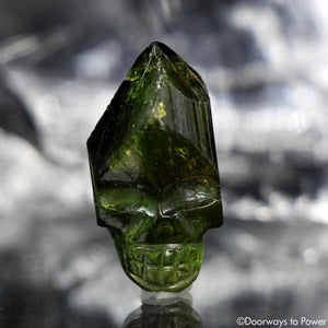 Green Tourmaline Crystal Skull Talisman w/ Rainbows by Leandro De Souza