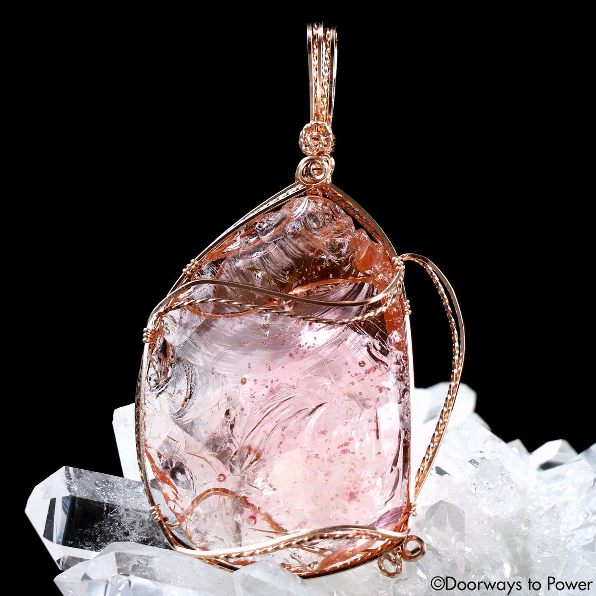 Celestial Heart Andara Rose Gold Crystal Pendant 'Rainbow Body' GNIVLOVE PEEK