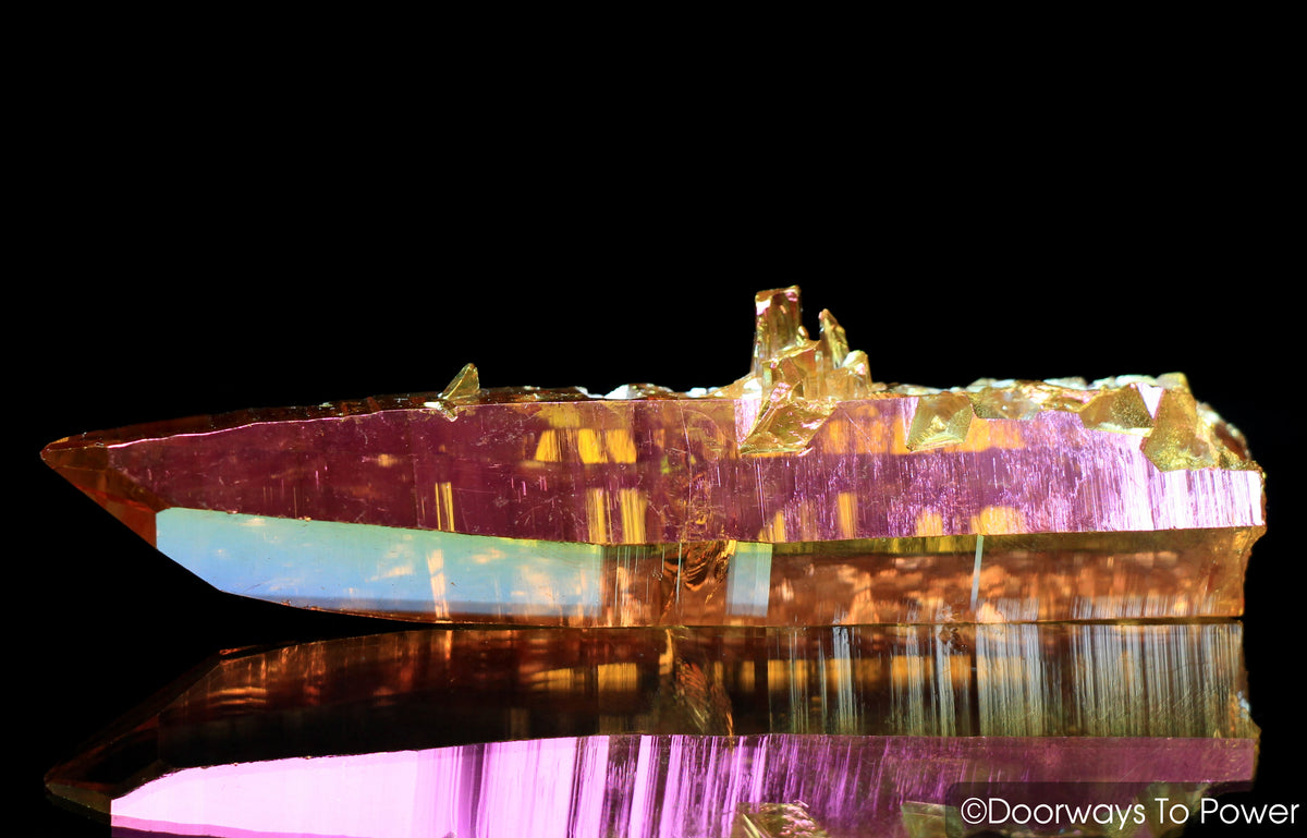 Golden Aura Lemurian Seed Crystal Energy Wand & Record Keeper