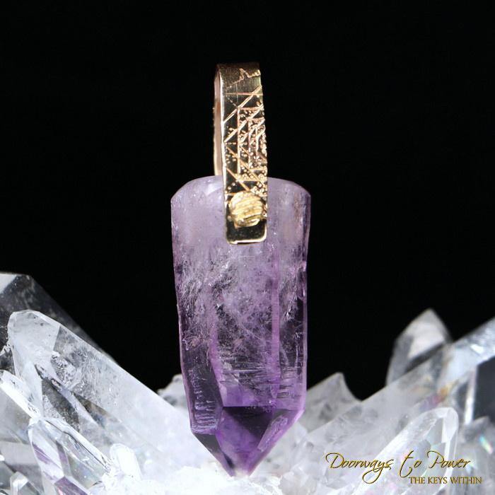 Light Language Pendant Amethyst 14k Gold