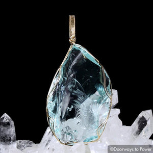 Aqua Serenity Andara Crystal Pendant 14k 'Atlantean Hologram'