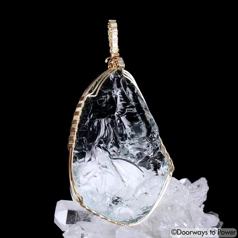 Aqua Serenity Andara Crystal Pendant 14k 'Atlantean Hologram'
