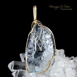 Blue Prism of Lyra Andara Crystal Pendant 14k 