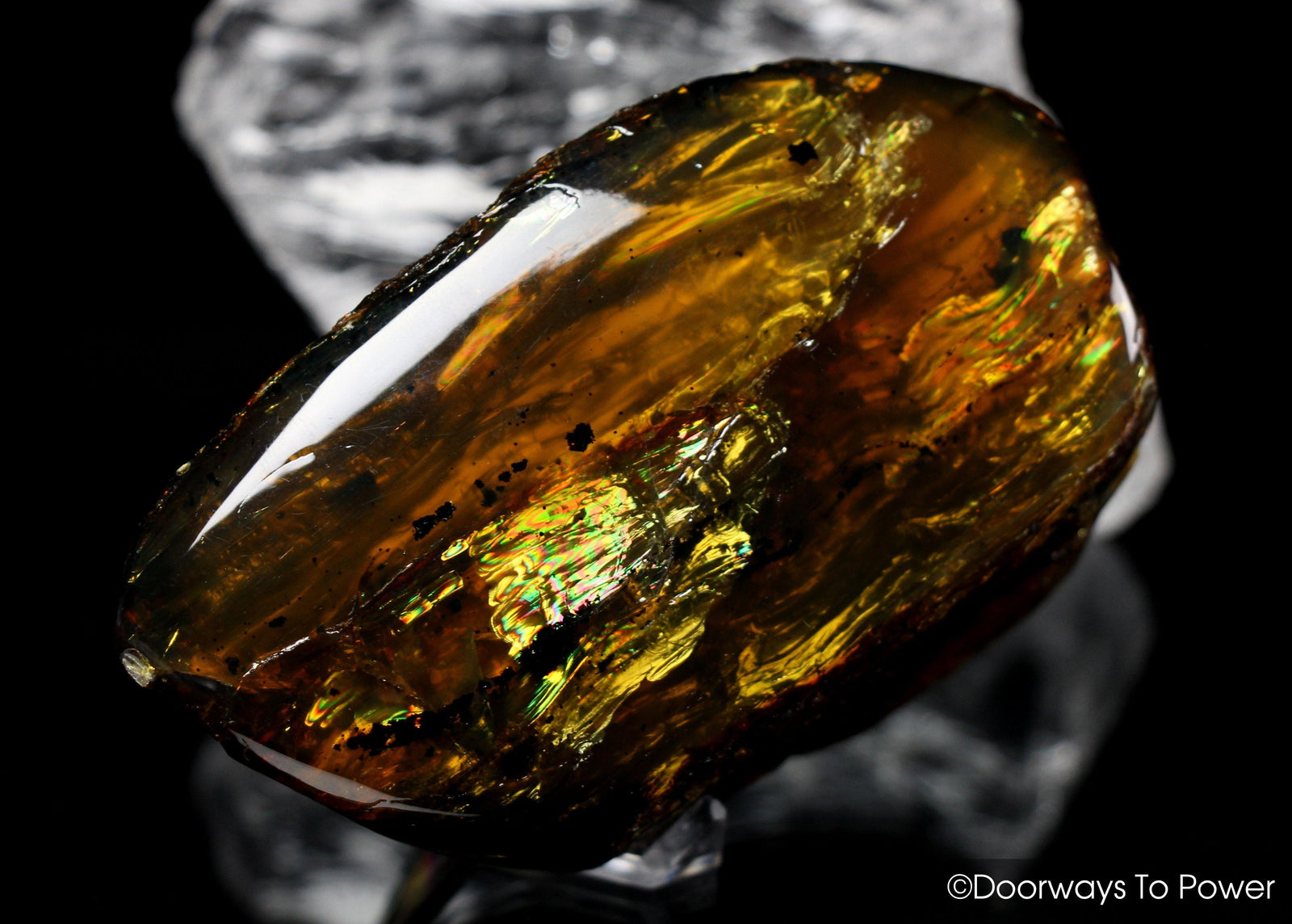 Sumatra Blue Amber Crystal Specimen with Rainbows