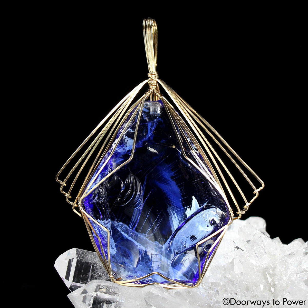 Majestic Elestial Starlight Sapphire Andara Crystal Pendant 14k Gold \ OverSoul \ 6D