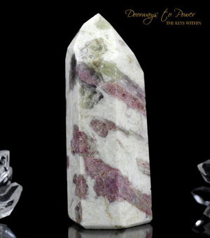 Pink Tourmaline in Quartz Point with Temple Heart Dow