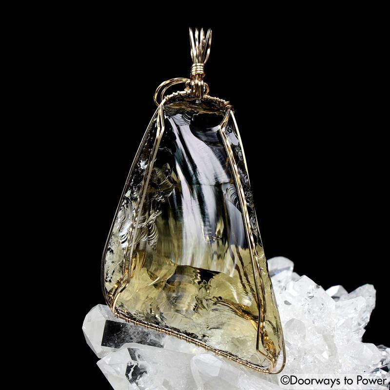 Celestial Gold Monatomic Andara Crystal Pendant 14k 'Grand Shift'
