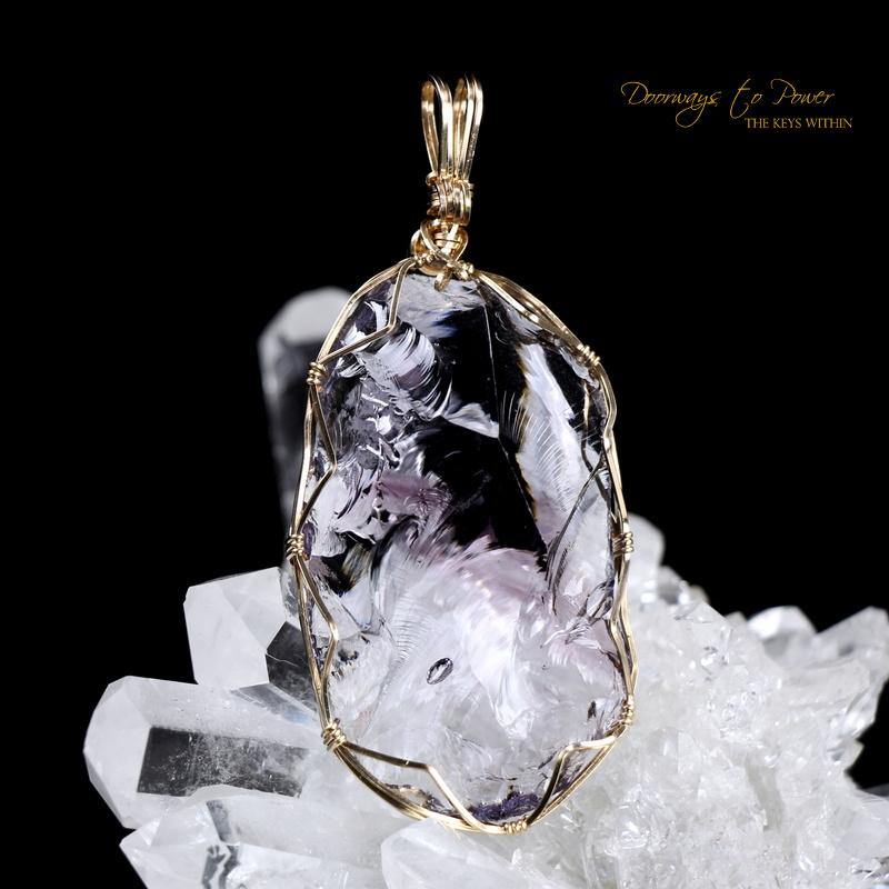 Sovereign Amethyst Andara Crystal Pendant 14k